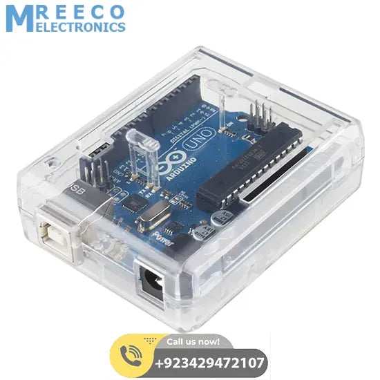 Transparent Acrylic Case Shell Enclosure Gloss Box For Arduino UNO R3 - Front View