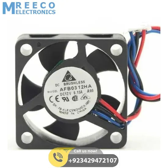 2 Wire 40x40x20mm 12V DC Brushless Fan - Side View