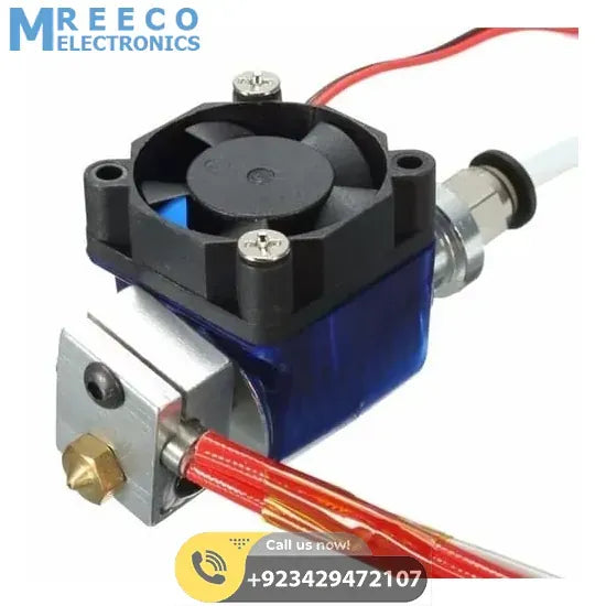 Long distance 3D V6 J head All metal Hotend Bowden Extruder with cooling fan - Side View