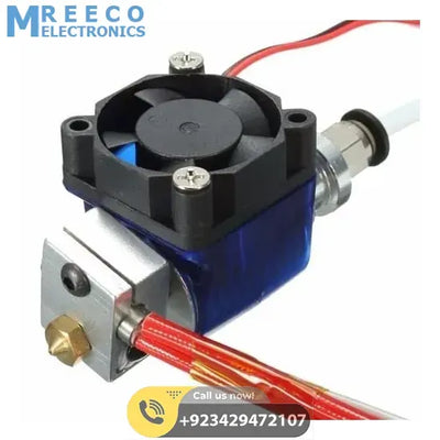 Long distance 3D V6 J head All metal Hotend Bowden Extruder with cooling fan - Side View