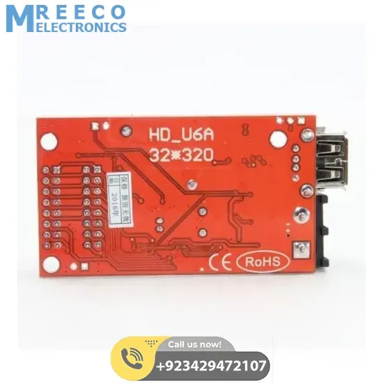 USB Port Single Double Color LED Display Controller Card HD-U6A - Back View