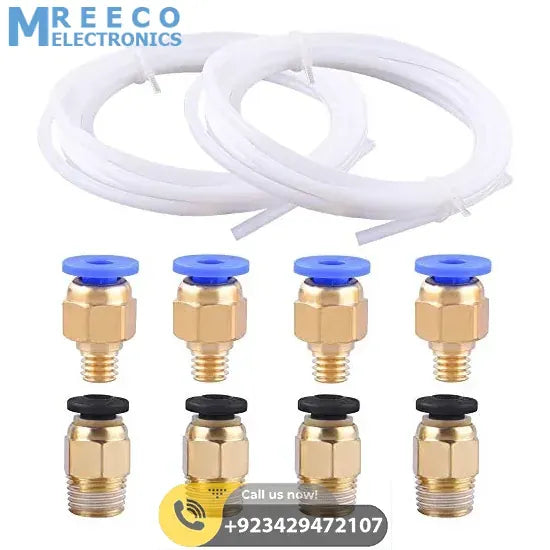 1 Pieces PTFE Teflon Tube (1 Meters) + 1 Pieces PC4-M6 Quick Fitting + 1 Pieces PC4-M10 Straight Pneumatic Fitting Push to Connect for 3D Printer 1.75mm Filament - Back View