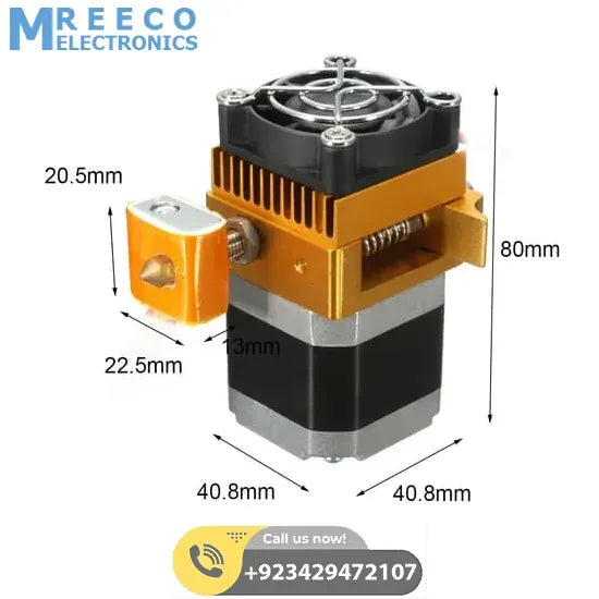 MK8 Extruder Head J-head Hotend 0.4mm Nozzle Assembled Complete Kit 3D Printer Parts - Side View