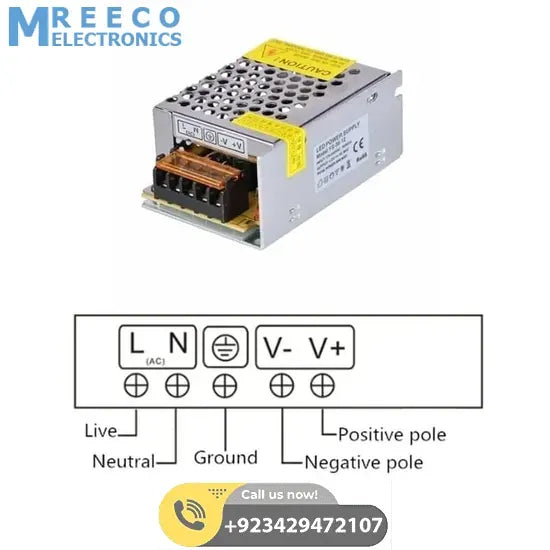 Switching Power Supply SMPS 12V 5A - Angle View