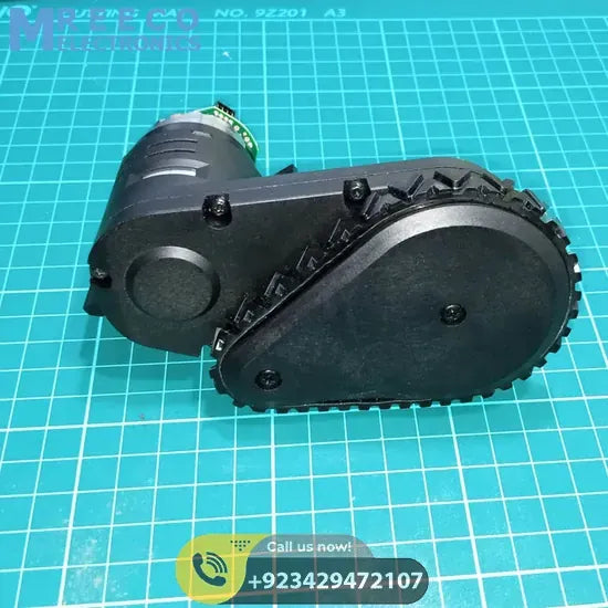 DC Gear Motor With Encoder With Wheel - Front View