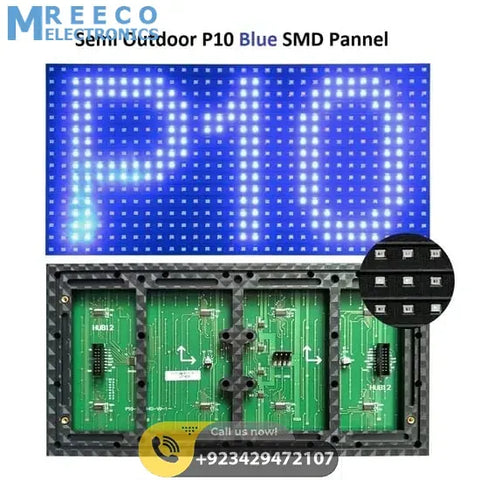 P10 Blue SMD LED Display Panel Semi Outdoor LED Module - Front View