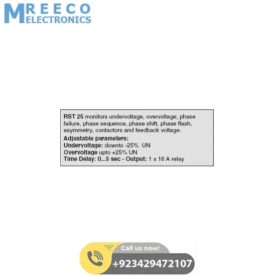 Electronic Voltage Protection Phase Sequence Relay(zahra relay) - Back View