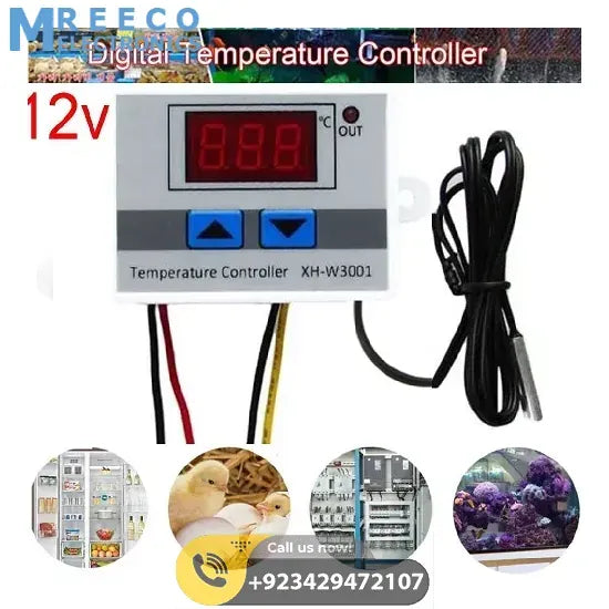 12V Digital Thermostat Temperature Controller XH-W3001 - Side View