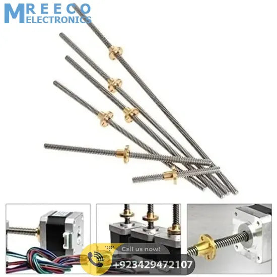 T8 400mmx8mm Screw Threaded Rod With Brass Nut - Packaging