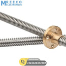 T8 400mmx8mm Screw Threaded Rod With Brass Nut - Side View