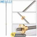 T8 400mmx8mm Screw Threaded Rod With Brass Nut - Top View