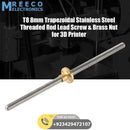 T8 400mmx8mm Screw Threaded Rod With Brass Nut - Bottom View