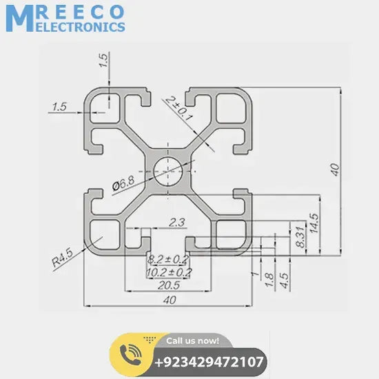 4040 Aluminium Profile Aluminium Extrusion For CNC And 3D Printer 1 Meter Color Black/Silver - Top View