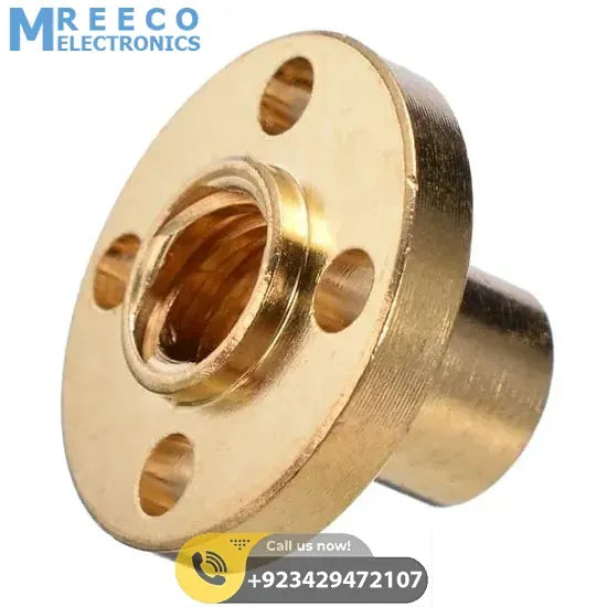 8mm T8x2 Trapezoidal ACME Shaft Lead Thread Rod Brass Screw Nut - Side View