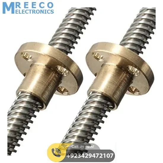 8mm T8x2 Trapezoidal ACME Shaft Lead Thread Rod Brass Screw Nut - Back View