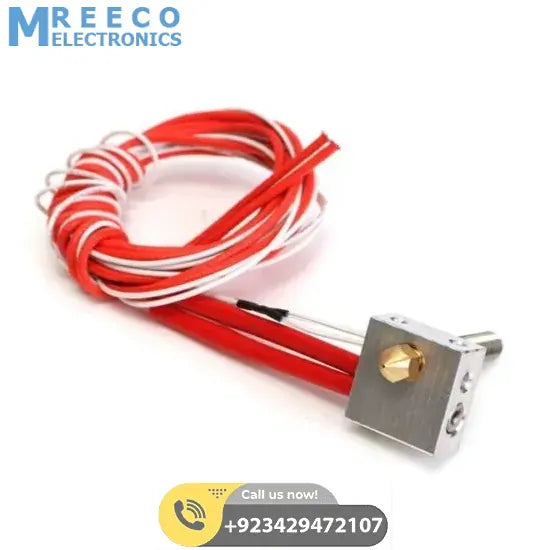 Assembled Aluminum Heating Block Extruder Hot End For 3D Printer 1.75mm MK8 - Front View