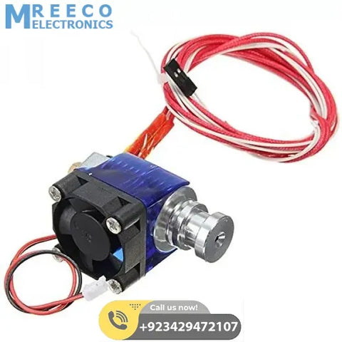 Short Distance V6 J head All metal hooted Extruder with cooling fan for 1.75/3mm 12V 0.4mm Nozzle - Front View