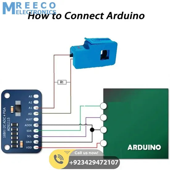 SCT-013-050 50A Non-invasive AC Current Sensor Split-Core Current Transformer for Arduino Raspberry pi - Top View