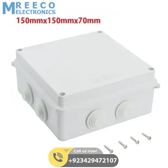 ABS Plastic Dust Proof Junction Box Universal Electrical Project Enclosure White 150mmx150mmx70mm - Front View