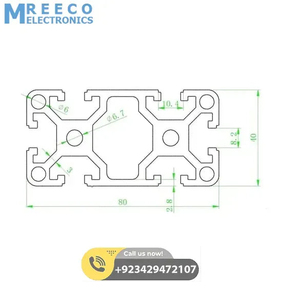 4080 Aluminium Profile Aluminium Extrusion For CNC Machines 1Feet - Top View