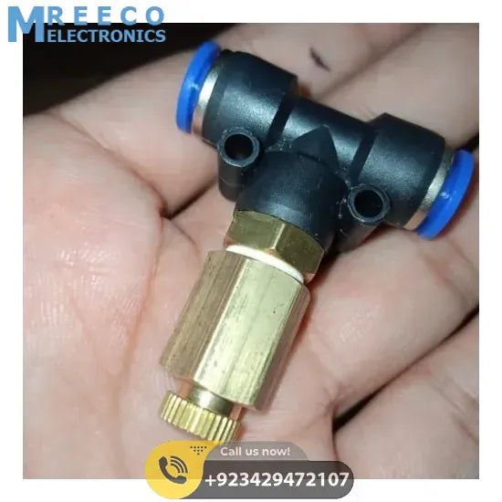 1/4 Inch Tube OD 6mm Water Tee Connector With Brass Misting Nozzle - Back View