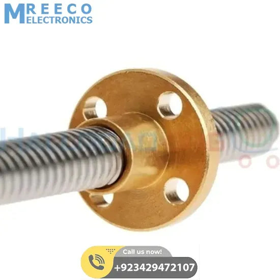 T8 250mmx8mm Screw Threaded Rod With Brass Nut - Top View
