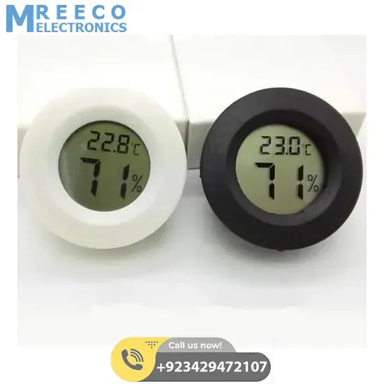 Round LCD Hygrometer Thermometer Temperature Humidity Meter - Front View