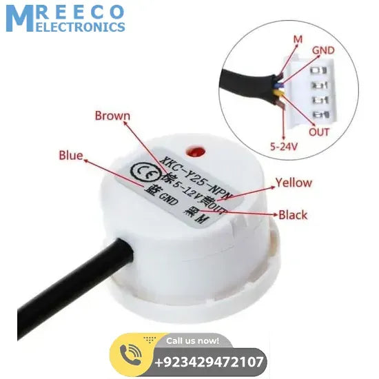 Non Contact Liquid Level Sensor Stick Type Water Detector Switch DC XKC-Y25-NPN - Back View