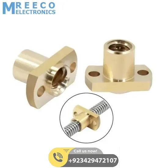 T8 Nut Pitch 2mm Lead 8mm Brass T8x8mm Flange Lead Screw Nut - Front View