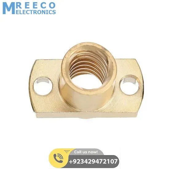 T8 Nut Pitch 2mm Lead 8mm Brass T8x8mm Flange Lead Screw Nut - Back View
