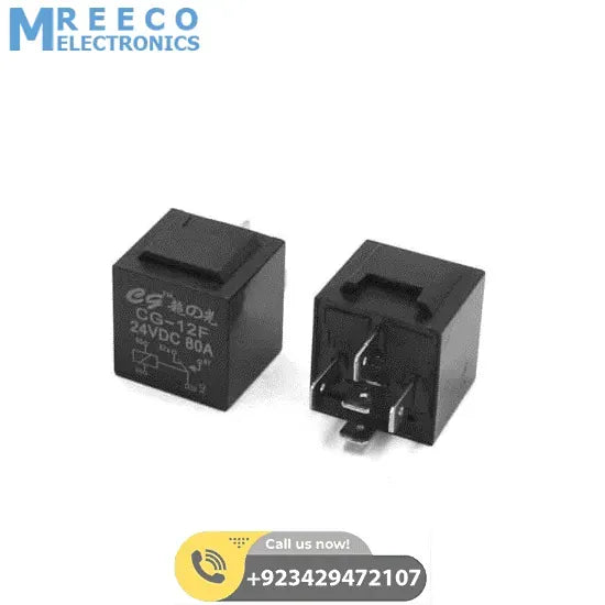 DC 24V 80A 5 Terminals Male Power Connector Relay - Front View