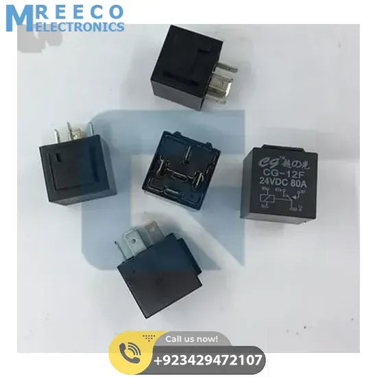DC 24V 80A 5 Terminals Male Power Connector Relay - Back View