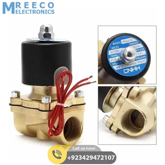 3/4 Inch 220V AC Brass Electric Solenoid Valve For Water Air Gas Fuels - Side View