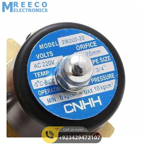 3/4 Inch 220V AC Brass Electric Solenoid Valve For Water Air Gas Fuels - Top View