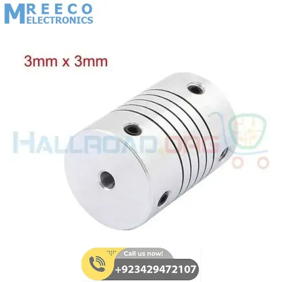 3x3mm Flexible Coupling Shaft - Front View