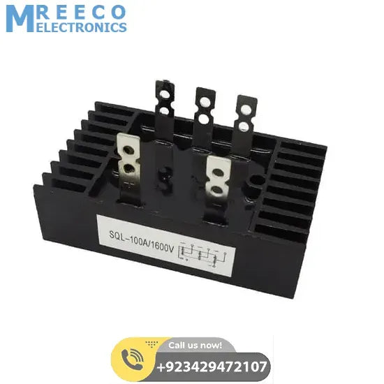 Three Phase Full Bridge Rectifier SQL100A 1600V AC To DC Diode Rectifier Bridge Module - Back View
