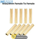 M3x28mm Female To Female Thread Brass Hex Standoff PCB Pillar Spacer - Front View