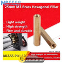 M3x28mm Female To Female Thread Brass Hex Standoff PCB Pillar Spacer - Side View