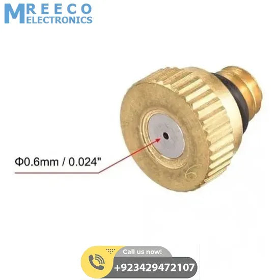 0.6mm Orifice Dia 9mm Long Brass Mist Nozzle - Front View