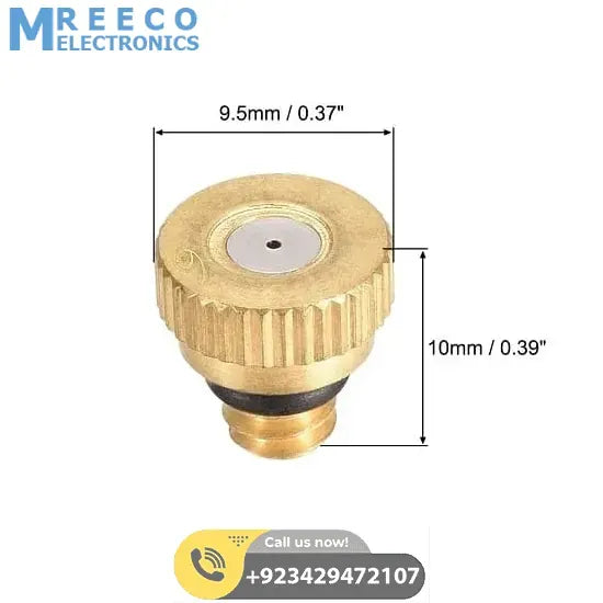 0.6mm Orifice Dia 9mm Long Brass Mist Nozzle - Top View