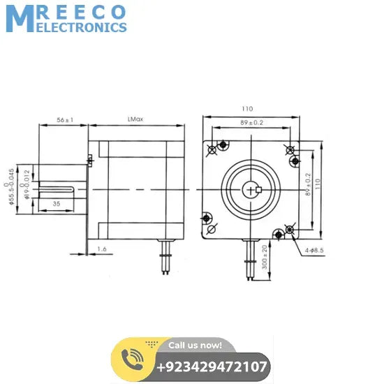 Hybrid stepper motor Nema42 12nm,6A,1.8 degree high torque step motor 110J18115-460 stepping motor in Pakistan - Side View