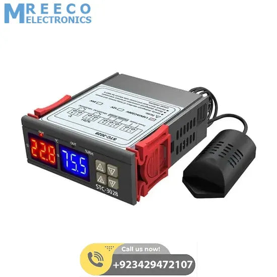 220V STC-3028 Temperature Humidity Control Thermometer - Front View