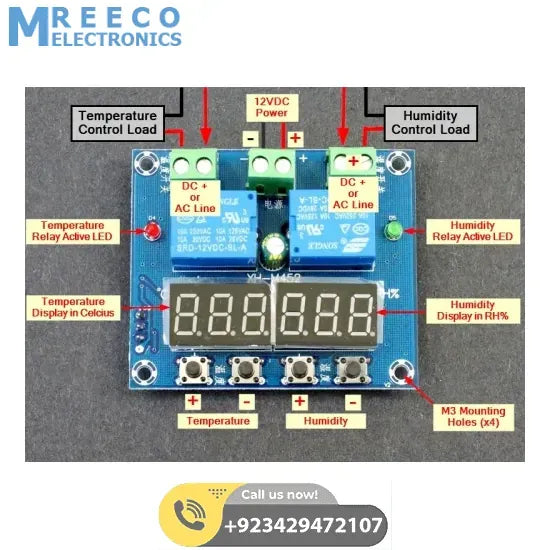 Copy / Fake Incubator Temperature Humidity Controller DC 12V XH M452 - Side View