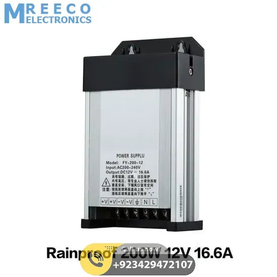 Rainproof Power Supply 12V 200W Outdoor SMPS For LED Landscape Lighting - Front View