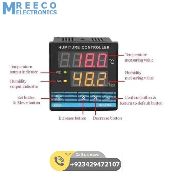 Digital Temperature And Humidity Controller With Sensor TDK0302 - Bottom View