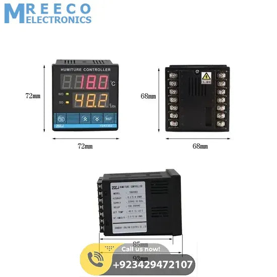 Digital Temperature And Humidity Controller With Sensor TDK0302 - Angle View