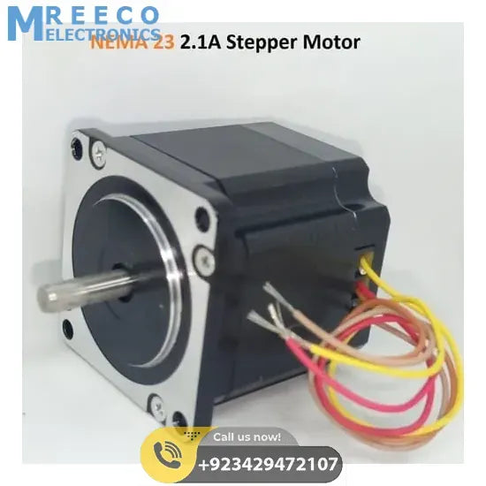 NEMA23 Bipolar 1.8 Degree 2.1A 54mm Stepper Motor 6.35mm Shaft Torque 15KG/cm Refurnished - Front View