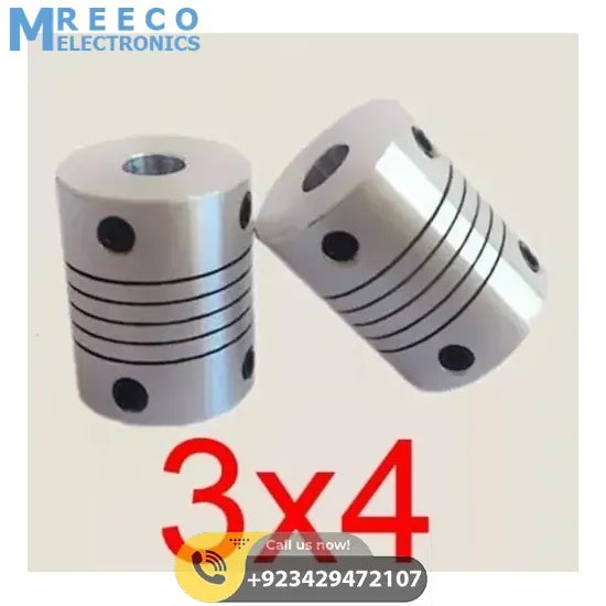 3x4mm Flexible Coupling Shaft - Front View