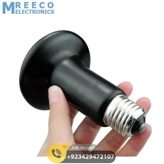 Mini Infrared Ceramic Heating Bulb Light 50W 220V Electric Heating Element For Egg Incubator Reptile Pets Birds - Side View