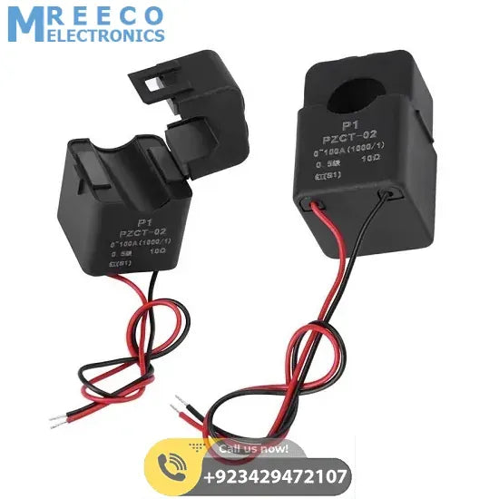 PZCT-02 Split Core Current Transformer Coil Sensor For 100A Amp Energy Meter - Front View